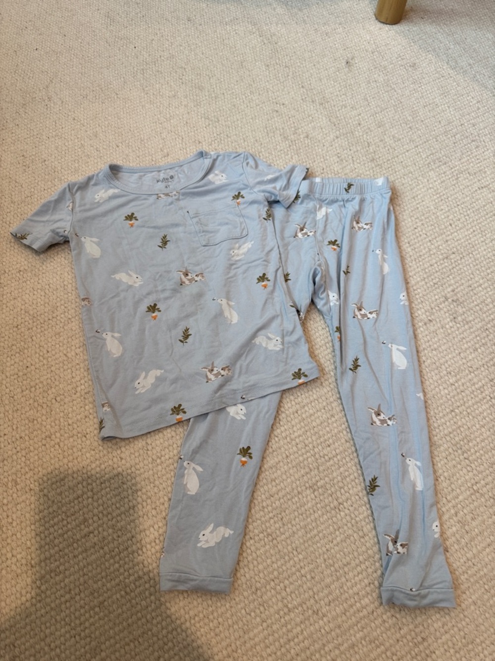 Kyte BABY Light Blue Easter Bunny and Carrot Pajama Set